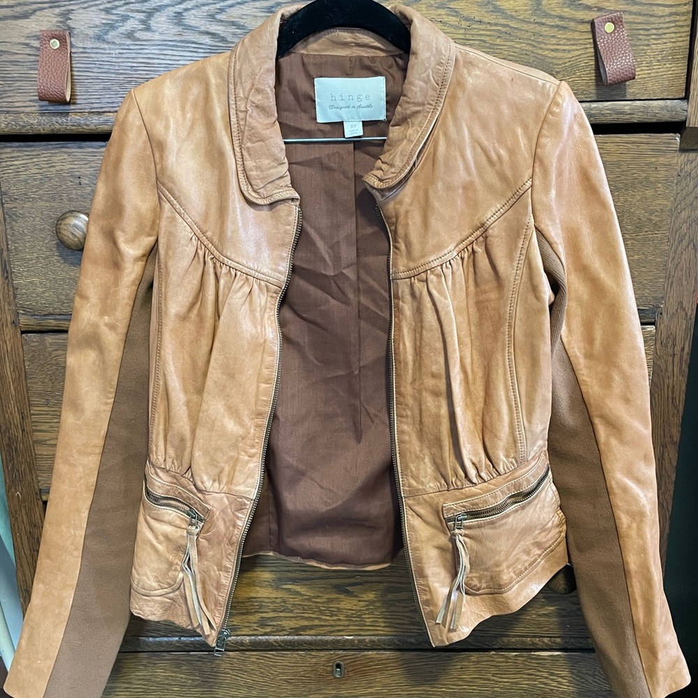 Hinge cognac leather jacket
